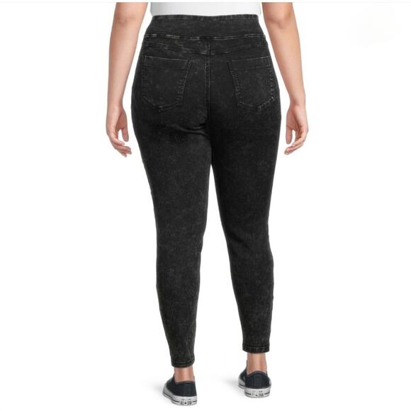 Lot of 2 pair Terra & Sky Jeggings Gray and Black Acid Wash size 3X (24W-26W) - Picture 4 of 16